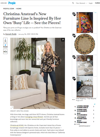 Christina Anstead's New Furniture Line Is Inspired By Her Own 'Busy' Life - See the Pieces!, People.com, January 26, 2021